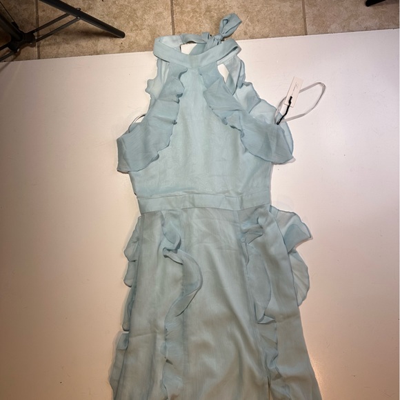 Lovers & Friends Light Blue Eden Ruffle Halter Neck High Neck Dress NWT XS - Picture 16 of 16